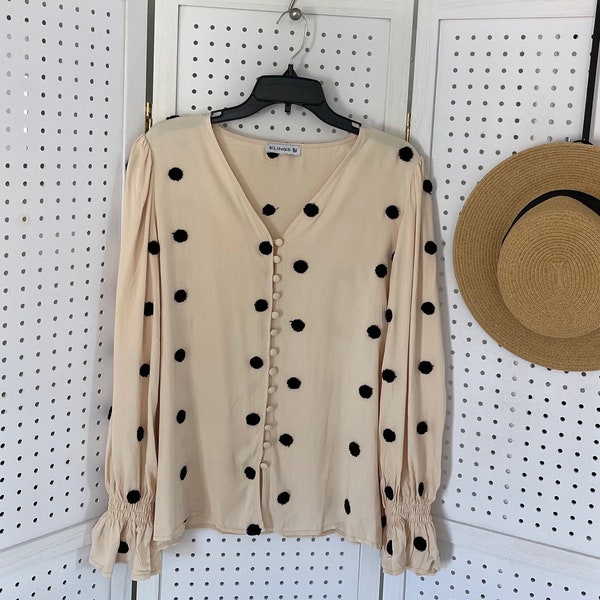 Polka Dot Long Sleeve Blouse/Polka Dot Top/Women's Blouse/Women's Long Sleeve/Polka Dot/Boutique Clothing/Boutique Tops/Tops/Blouses/Apparel