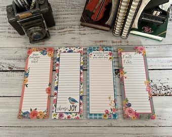 Floral Magnetic Notepad | Inspirational Quote | Fridge List Pad