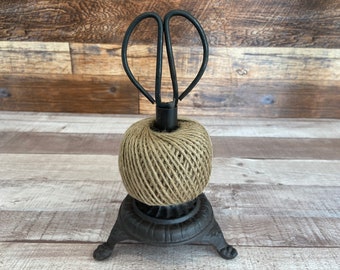 Rustic Cast Iron Twine Holder with Scissors