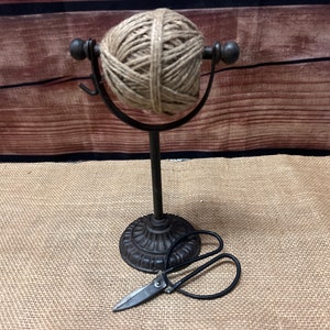 Twine Holder with Scissors Rustic Cast Iron Freestanding image 6