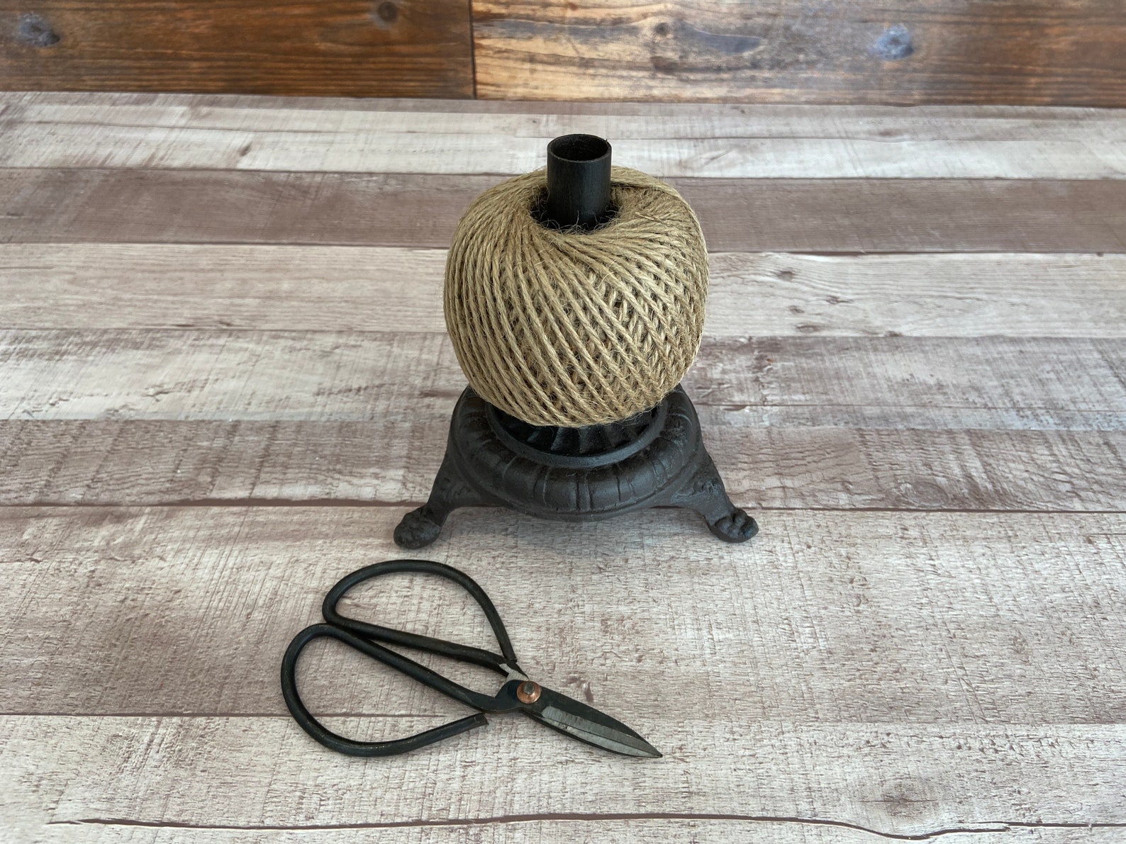Rustic Twine Holder with Scissors Cast Iron Twine and Scissor Etsy