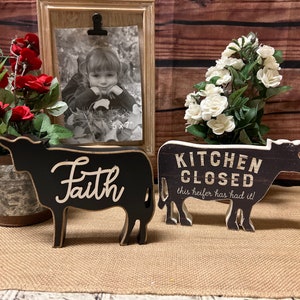 Rustic Farmhouse Chunky Cow Shelf Sitter Decor