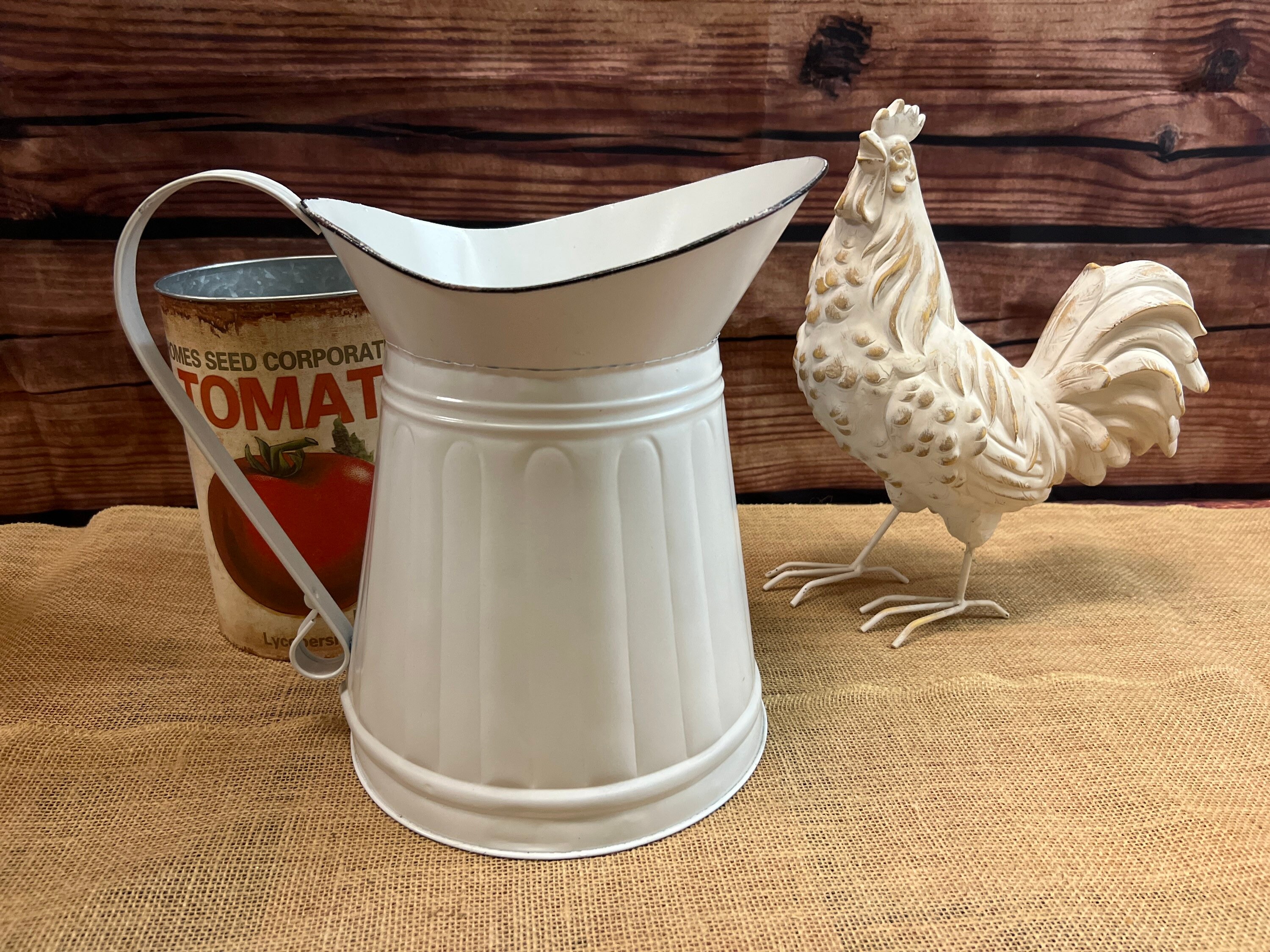 Ivory Farmhouse Metal Milk Pitcher Metal Farmhouse Milk Etsy