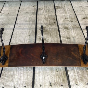 Wine Stave Coat Rack with Victorian Hooks
