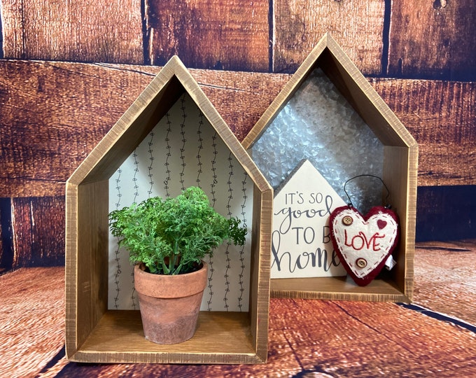 Country Shadowbox Houses Wall Decor Etsy