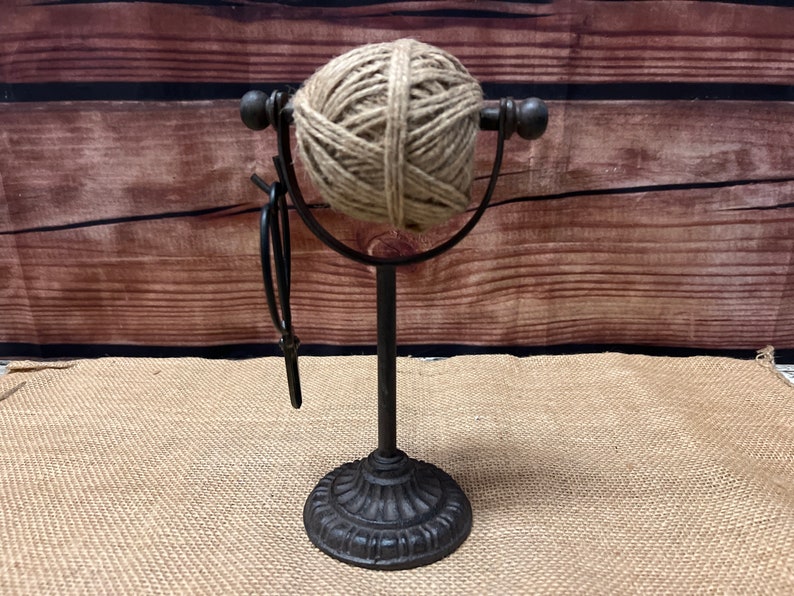 Twine Holder with Scissors Rustic Cast Iron Freestanding image 3