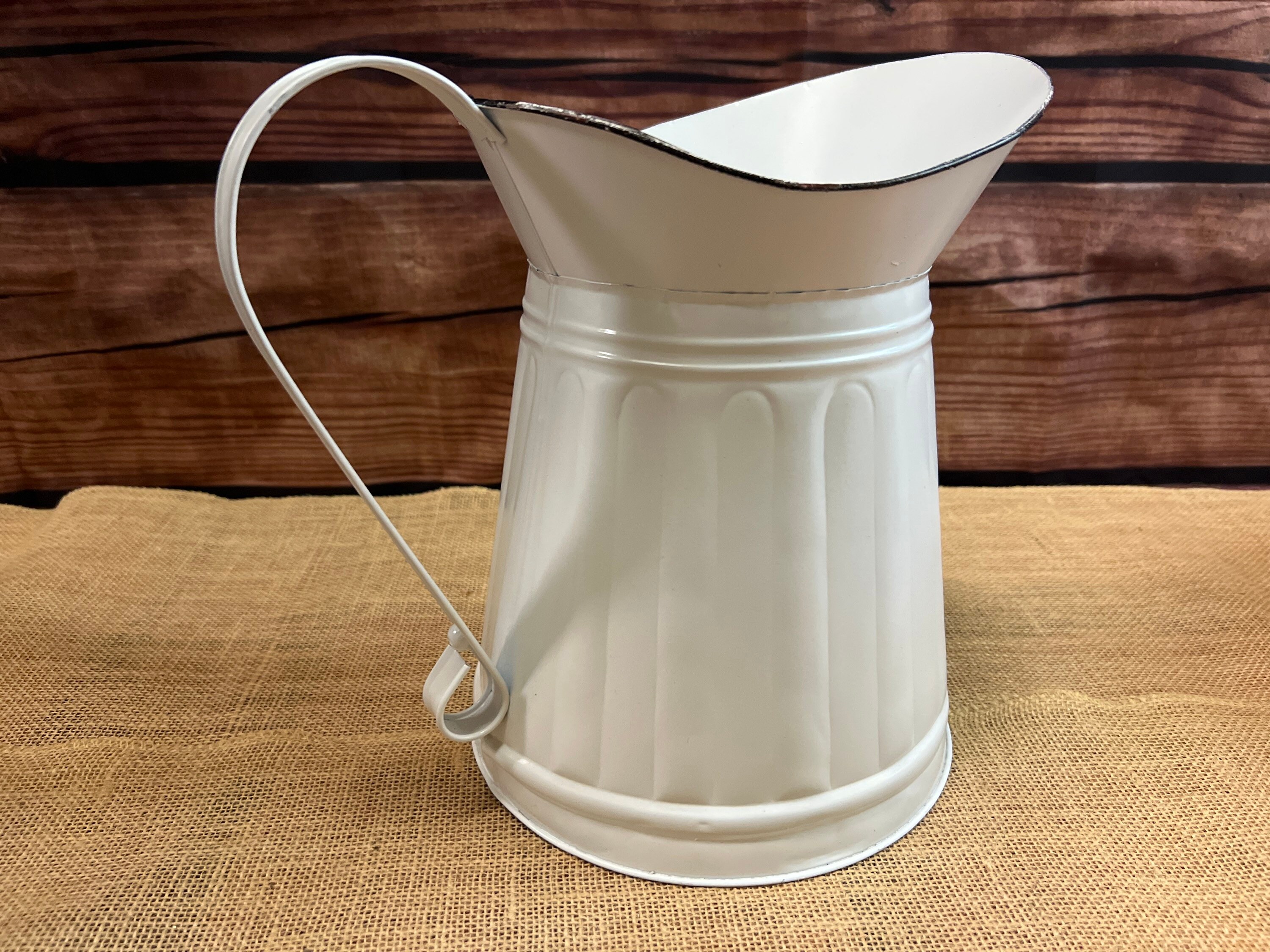 Ivory Farmhouse Metal Milk Pitcher Metal Farmhouse Milk Etsy