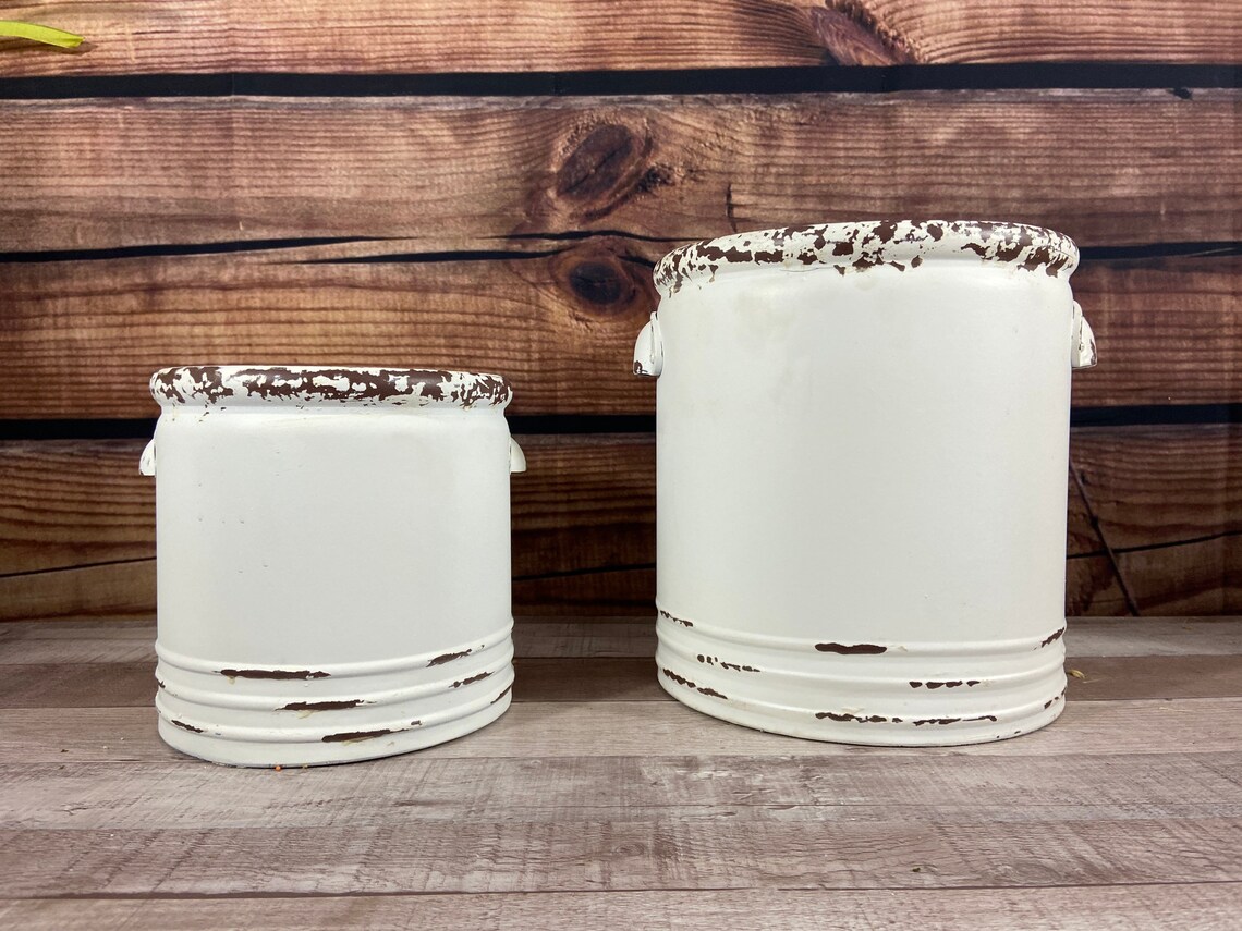 White Enamel Rustic Storage Containers Etsy
