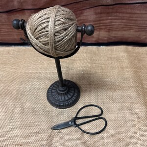 Twine Holder with Scissors Rustic Cast Iron Freestanding image 7