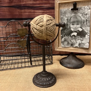 Twine Holder with Scissors Rustic Cast Iron Freestanding image 1