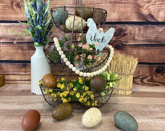Speckled Decorative Eggs Set of 6 | Farmhouse Spring Decor | Faux Bird Eggs