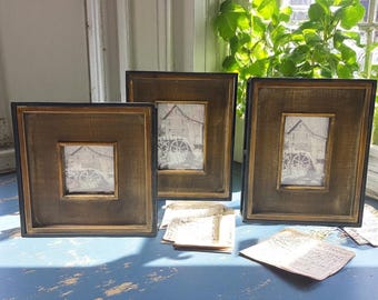 Industrial Style Picture Frame - Square Dark Metal & Wood Frame - Various Sizes