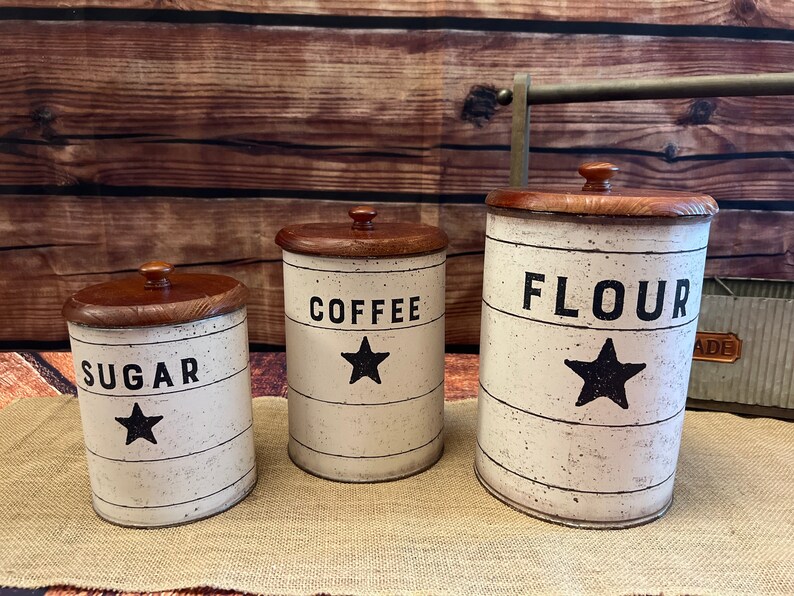 Decorative Metal Farmhouse Canister Set Galvanized Canister Etsy