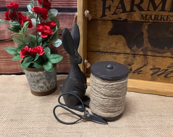 Rustic Bunny Twine Holder with Scissors