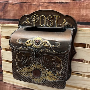 Charming Copper Sunflower Blessings Mailbox Decor