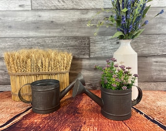 Small Metal Mini Watering Can, Rustic Farmhouse Decor, Desk Organizer Pencil Cup