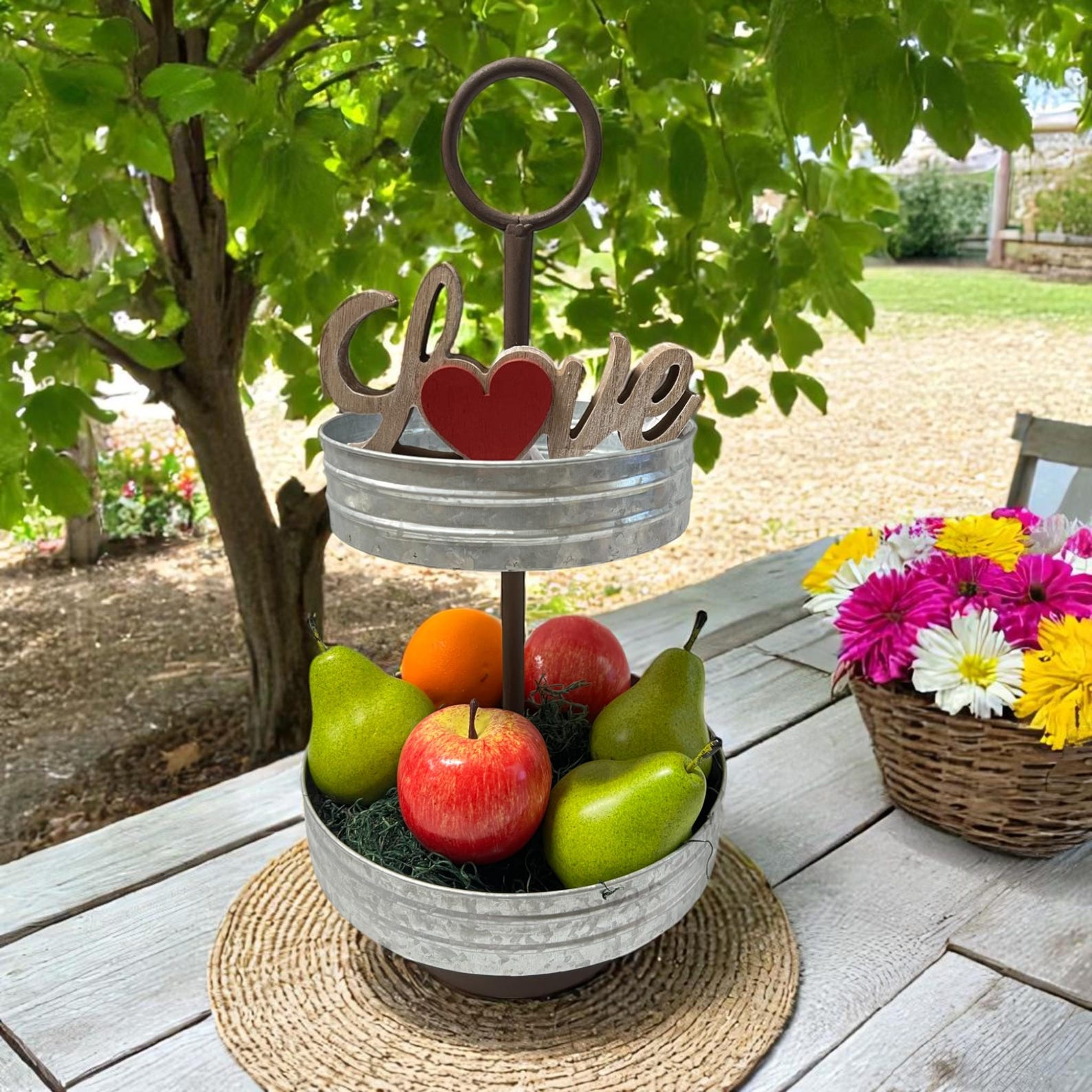 Rustic Metal Display Rack Galvanized Rustic Metal Display Stand, Farmhouse Centerpiece, Tiered ...