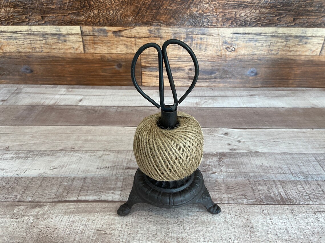 Rustic Twine Holder With Scissors Cast Iron Twine and Scissor Etsy