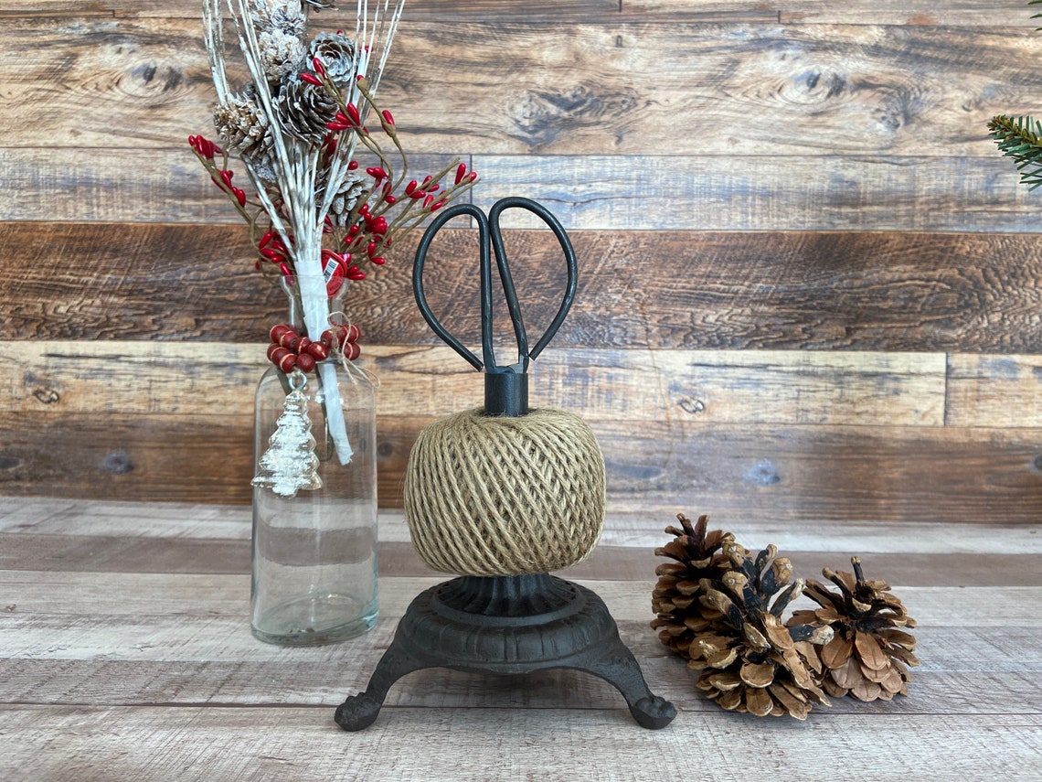 Rustic Twine Holder With Scissors Cast Iron Twine and Scissor Etsy