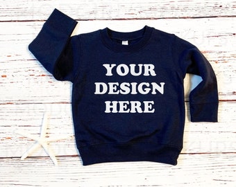 Rabbit Skins Mockup, Navy Blue Toddler Unisex Sweatshirt Mock up, Rabbit Skins Sweatshirt 3317, Girls Sweater Mockup, Boys Crewneck Mockup