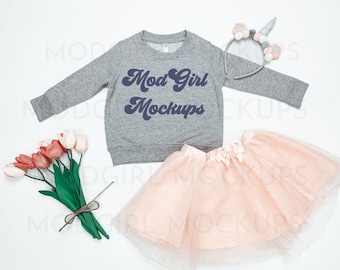 Heather Gray Toddler Sweatshirt Mockup, Rabbit Skins 3317 (Digital Download)