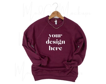 Bella Canvas Maroon Raglan Fleece Sweatshirt Mockup (Digital Download)