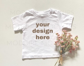 White Bella Canvas 3001B Baby T-shirt Mockup (Digital Download)