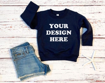 Rabbit Skins Mockup, Navy Blue Toddler Unisex Sweatshirt Mock up, Rabbit Skins Sweatshirt 3317, Girls Sweater Mockup, Boys Crewneck Mockup