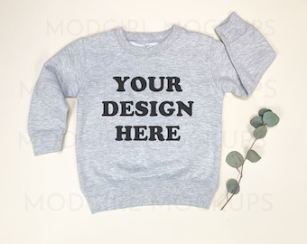 Toddler Sweatshirt Mockup, Heather Gray Rabbit Skins Unisex Sweatshirt Mockup - Rabbit Skins Toddler Sweatshirt 3317 - Boho Sweater Mockup