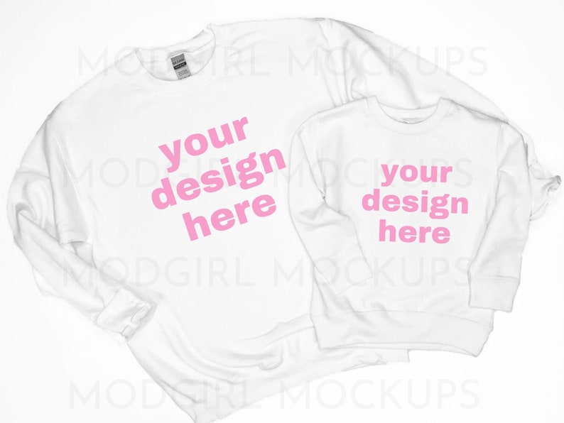 Download Art Collectibles Color Gildan 18000 Mock Up Mama And Mini Sweatshirt Mockup White Sweater Mockup Mommy And Me Mockup Matching White Sweatshirts Mockup Flat Lay