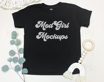 Bella Canvas 3001T Toddler Shirt Mockup, White T-Shirt Flat Lay (Digital Download)