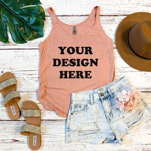 Next Level Mockup, Next Level 5033 Desert Pink Tank Top Mockup, Next Level Festival Tank Top Mock up, Flat Lay, Summer Mockup, Boho Mock ups
