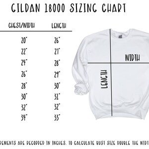 Gildan Sweatshirt Size Chart Gildan 18000 Sweatshirt Mockup Size Chart Gildan Sweater Size Guide Unisex Long Sleeve Sweatshirt Sizing Chart