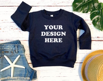 Rabbit Skins Mockup, Navy Blue Toddler Unisex Sweatshirt Mock up, Rabbit Skins Sweatshirt 3317, Girls Sweater Mockup, Boys Crewneck Mockup