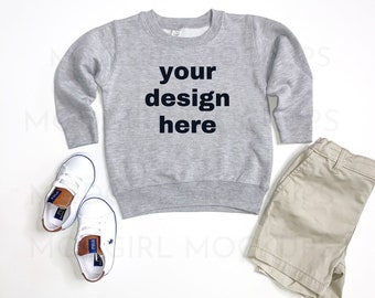 Heather Gray Toddler Sweatshirt Mockup, Rabbit Skins 3317 (Digital Download)