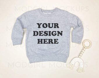 Heather Gray Toddler Sweatshirt Mockup, Rabbit Skins 3317 (Digital Download)