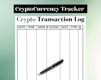 Cryptocurrency Tracker, Investment Tracker, Crypto Printable, Cryptocurrency log printable