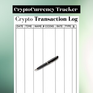 Cryptocurrency Tracker, Investment Tracker, Crypto Printable, Cryptocurrency log printable