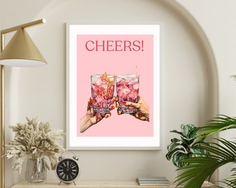 Trendy Cheers alcoholische kunst aan de muur | Vintage drankposter | Barwagen decor