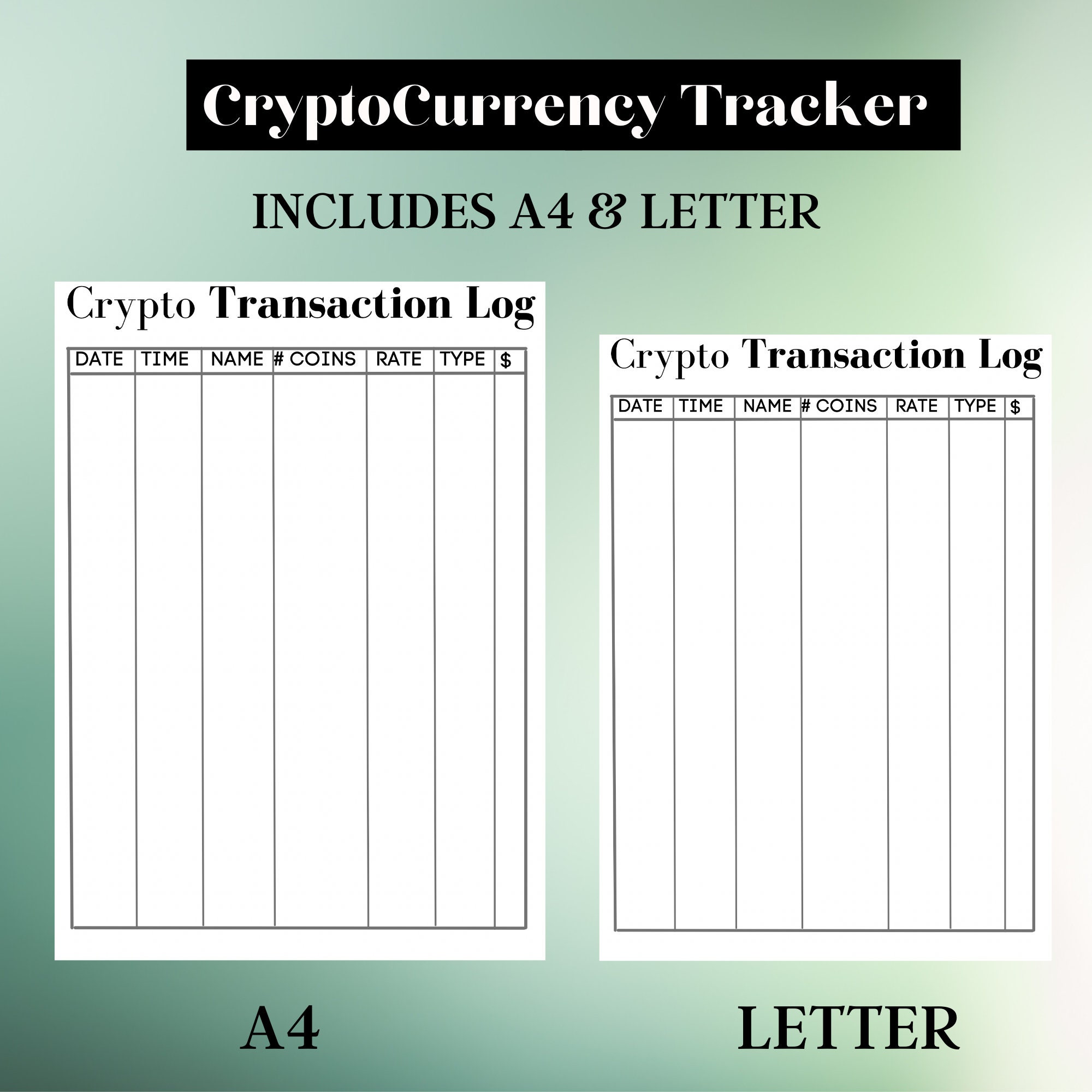 Cryptocurrency Tracker, Investment Tracker, Crypto Printable, Cryptocurrency  Log Printable - Etsy
