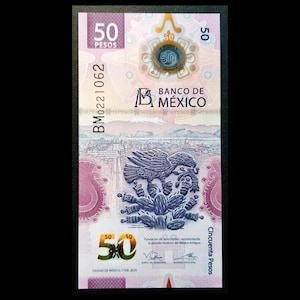 50 pesos México axolotl UNC coleção de notas de polímero numismática ideia de presente