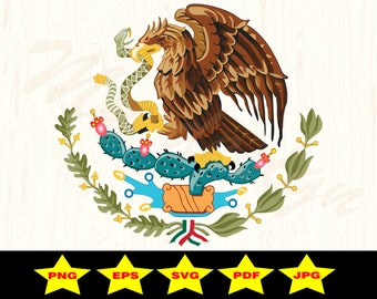 Archivo digital de escudo de armas de México SVG águila serpiente Clip Art Png jpg eps pdf archivo recortado