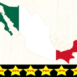 Mapa Mexicano México estilo bandera archivo digital SVG Clip Art vector Png jpg eps dxf pdf archivo de corte imprimible