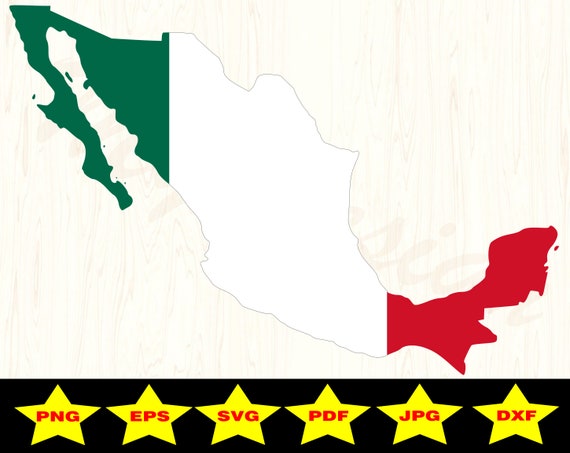 Mexican Map Mexico Flag Style Digital File SVG Clip Art Vector | Etsy