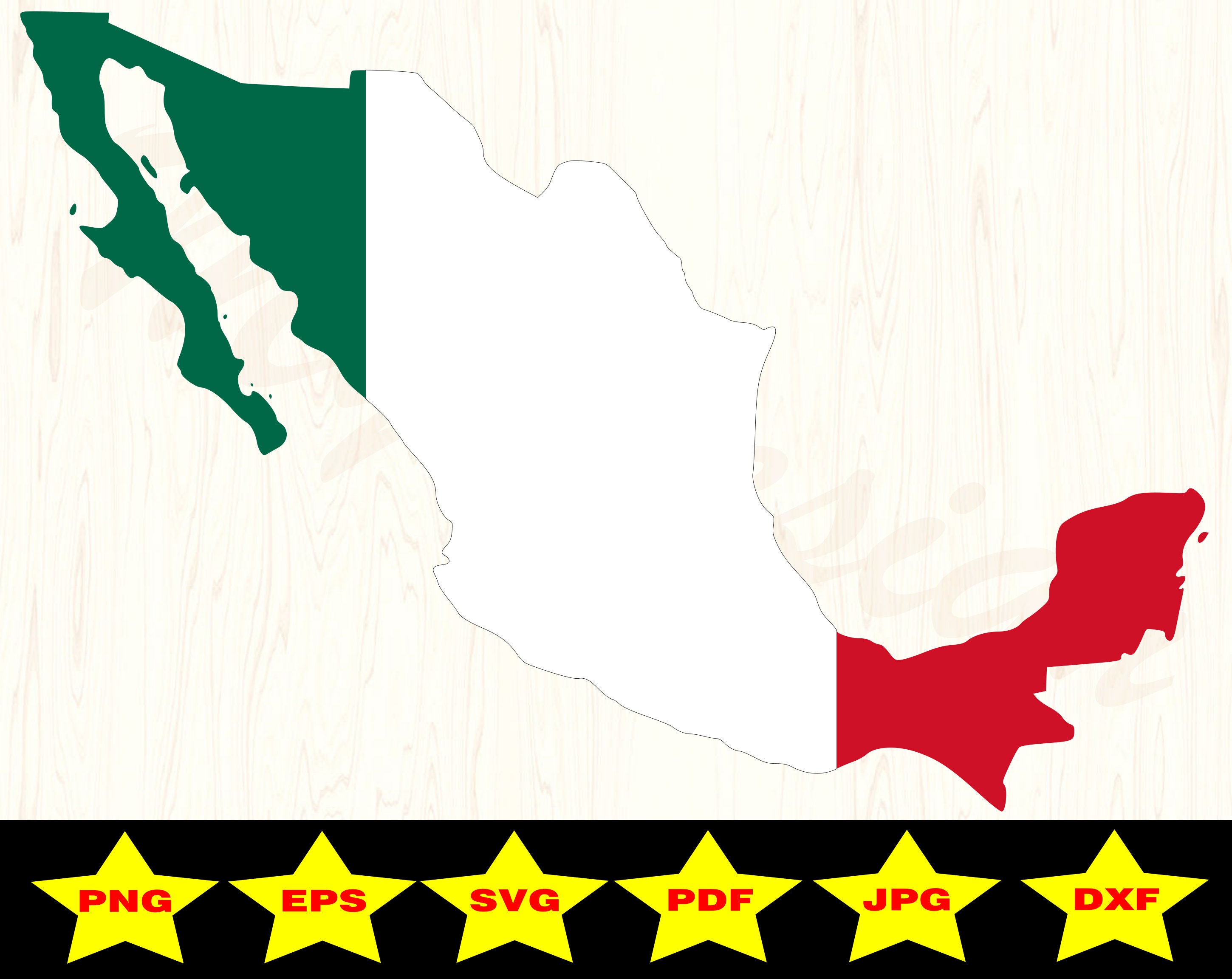 Mapa Mexicano México estilo bandera archivo digital SVG Clip Art vector Png jpg eps dxf pdf archivo de corte imprimible