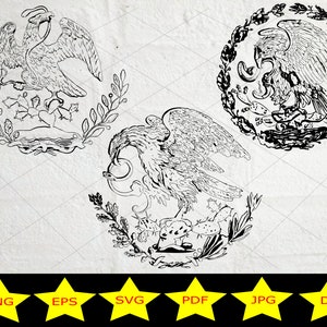 Mexiko Wappen Vintage Münze Format Mini Bundle digitale Datei Adler Schlange Clip Art Png jpg eps pdf dxf Schnittdatei Aufkleber Laser
