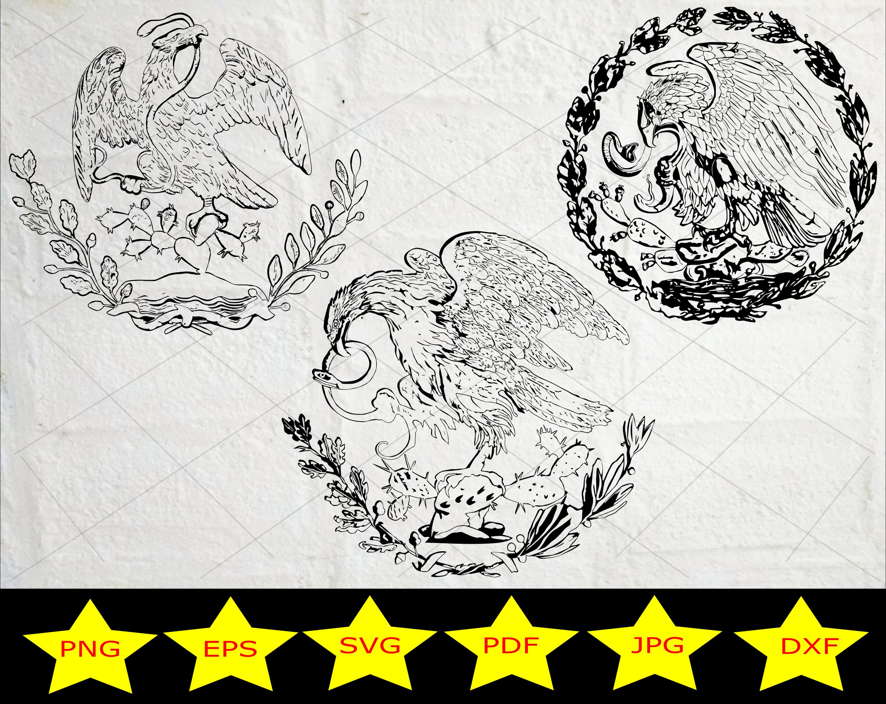 Mexico Coat of Arms Vintage Coin Format Mini Bundle Digital File Eagle ...