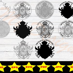 Mexico coat of arms mexican empire 1 peso coin bundle files Maximiliano digital file SVG Clip Art vector Png jpg eps pdf dxf