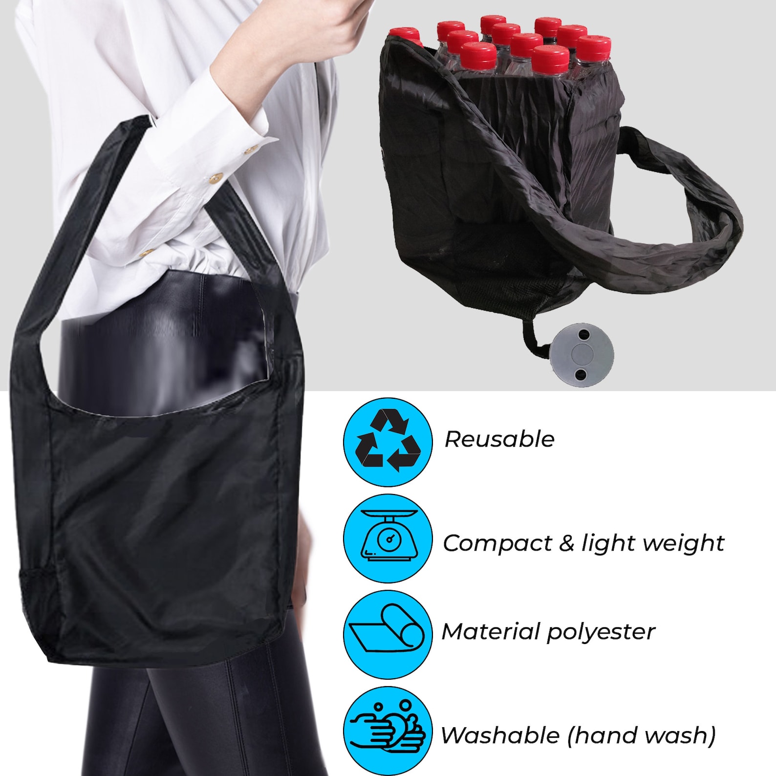 Reusable Grocery Bag Roll Up Shopping Bag Washable and Etsy