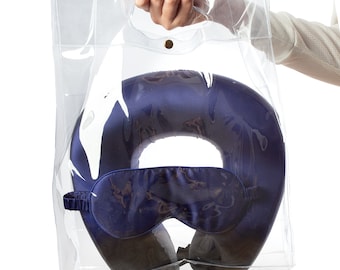 Mulberry Silk Travel Pillow & Sleep Mask Set - Memory Foam Neck Support